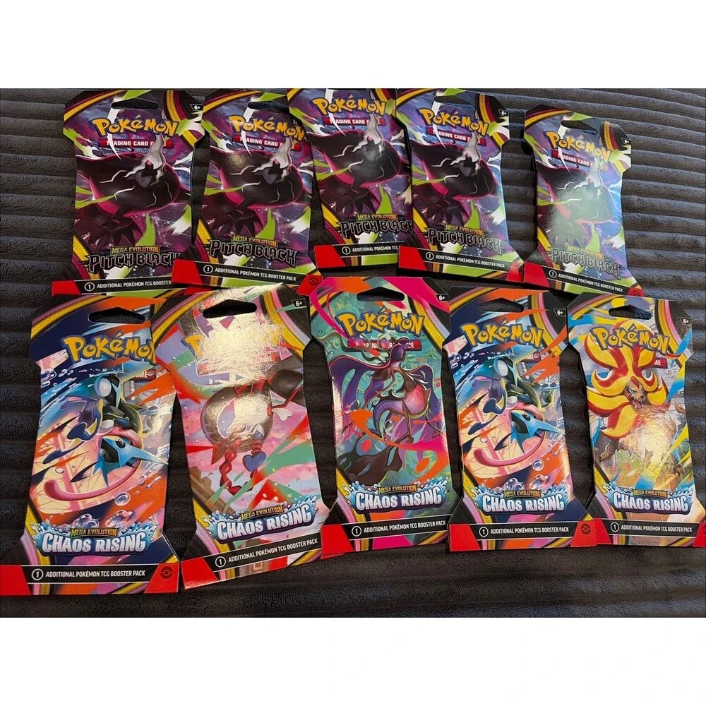 Pokémon TCG Mega Evolution: Pitch Black & Chaos Rising Booster Packs x 10 Sealed